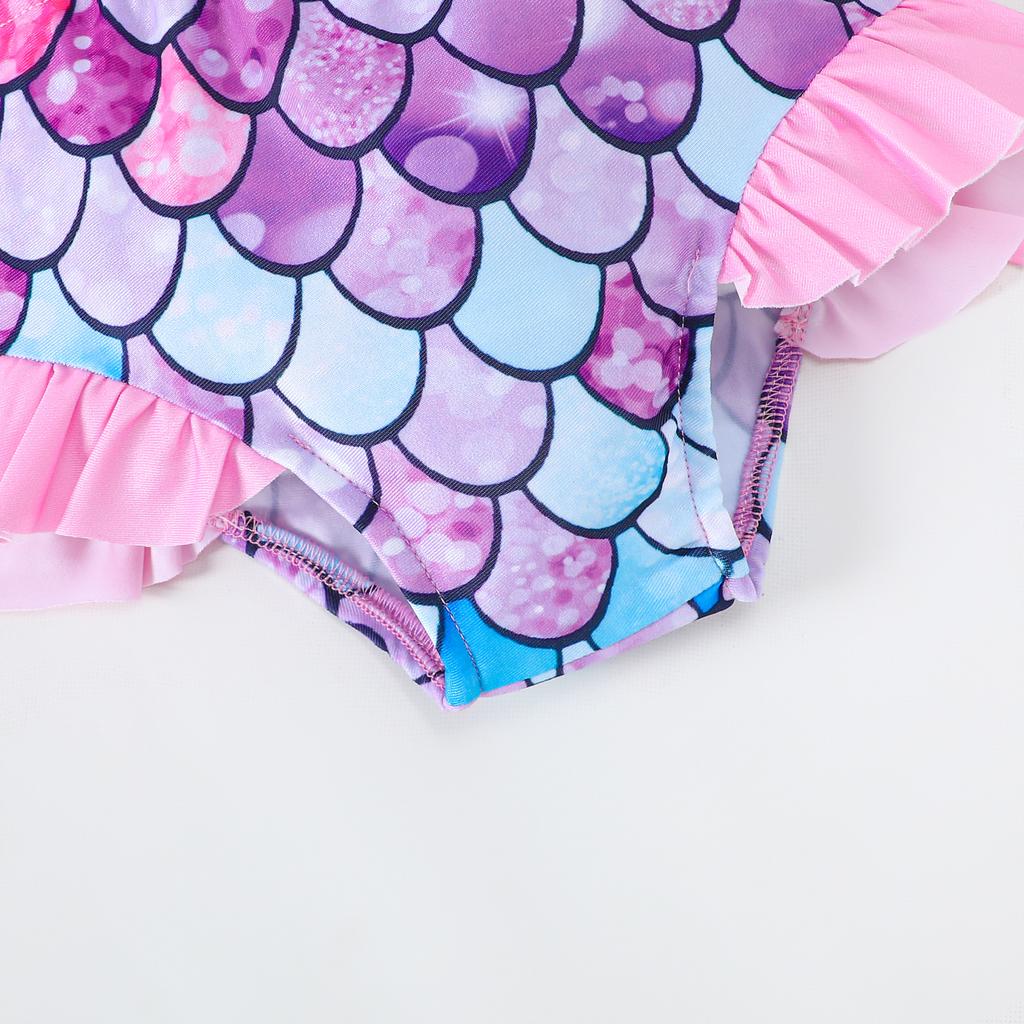 Girls Summer Swim Set Fish Scale Sleeveless Top Bikini Bottom 3PCS Beach Outfit