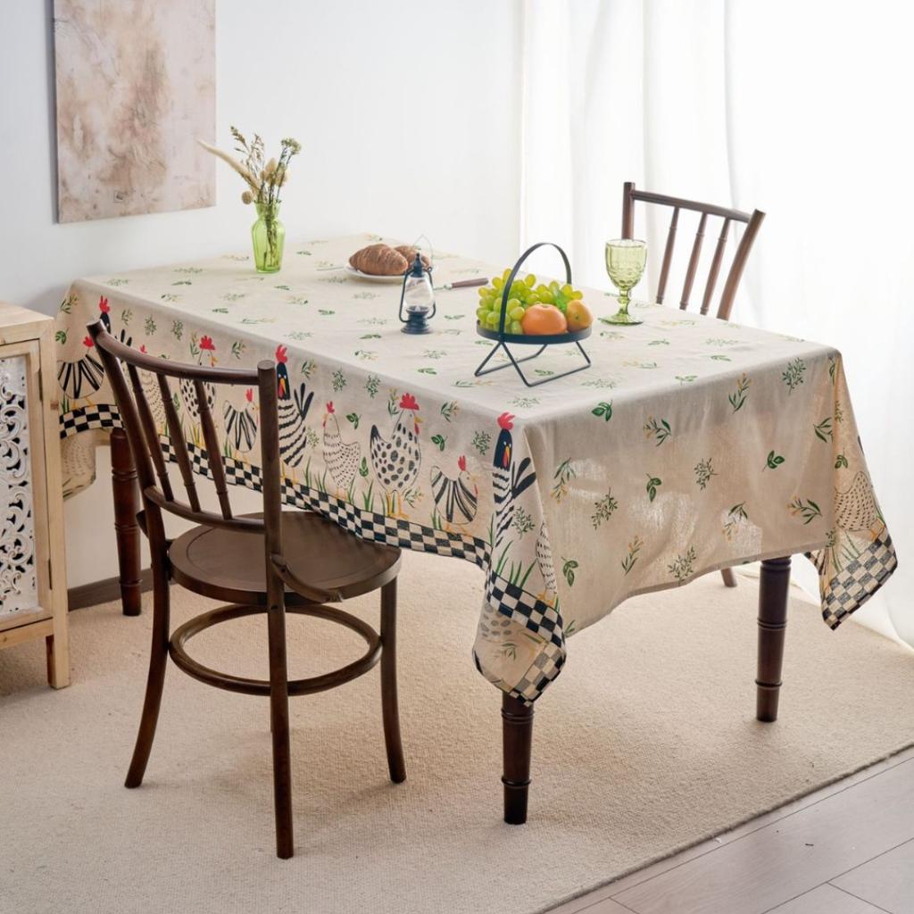 Tablecloth Literary Pastoral Chicken Rectangular Fabric Dining Table Cloth Dust-proof Beautification Coffee Table Cloth
