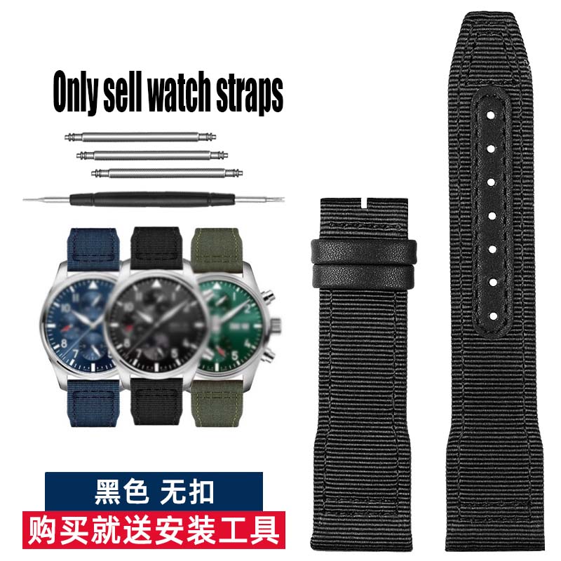 20 21 22mm Braccialetto Blu Verde di Alta Qualità per Orologio IWC Cinturino in Nylon e Vera Pelle Big Pilot Little Prince Mark 18
