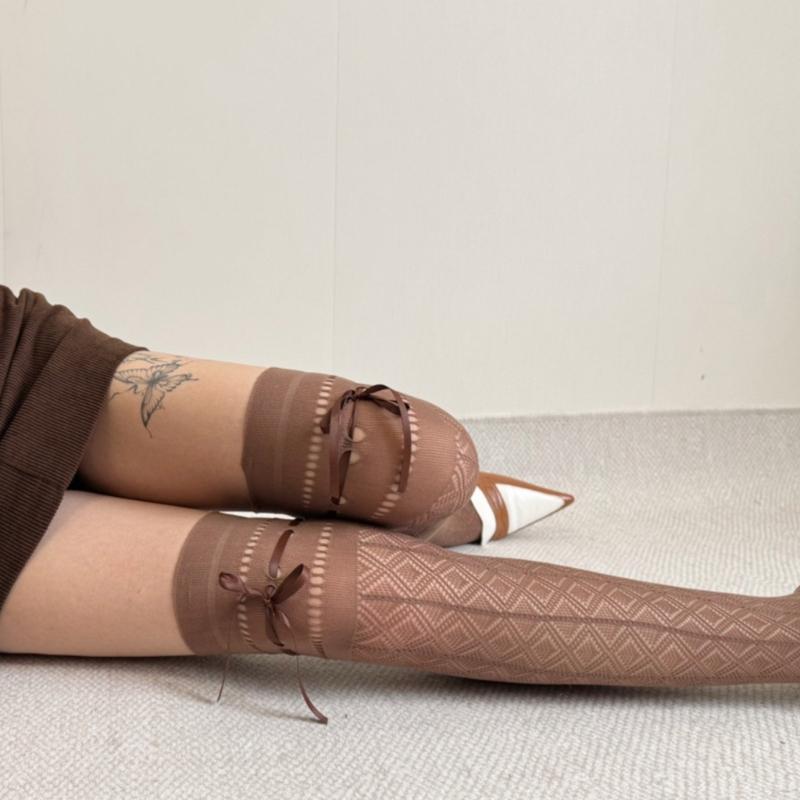 Fishnet Stockings Ballet Laces Up Thigh High Stockings Nylon Over the Knee Socks for Women Girls