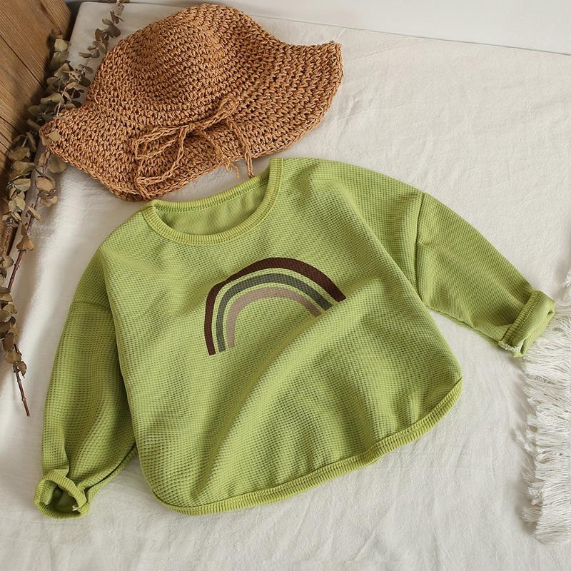 Autumn New Children's Waffle Long Sleeve Round Neck Pullover Sweater