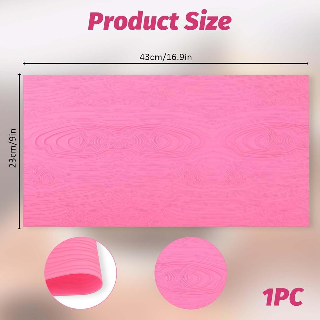 Fondant Woodgrain Impression Mat Fondant Silicone Lace Mold Fondant Wood Texture Mat Silicone Cake Fondant Mat Fondant Embossed Craft Tools for Cakes