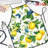 1pc 2D Printed Creative Apron Yellow Lemon Fruit Pattern Green Leaves Botanical Design Kitchen Cooking Baking Chef Wear White Ba