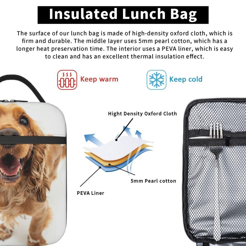 Saggezza della Coda che Scodinzola_ Coltivare lo Spirito del Tuo Cocker Spaniel Borsa Pranzo Termica per Donne Bambini Contenitori per Cibo Pranzo Termico