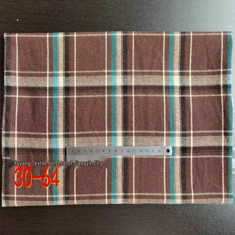 Spot Color-Woven Plaid Jacquard Fabric for Children's Autumn/Winter Brushed Polyester-Cotton Shirts