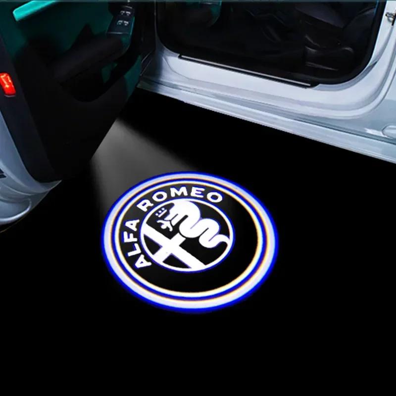 Car Stickers For Alfa Romeo 2pcs LED Car Door Welcome Light Laser Projector Logo Ghost shadow For Alfa Romeo 159 Giulietta Giuli