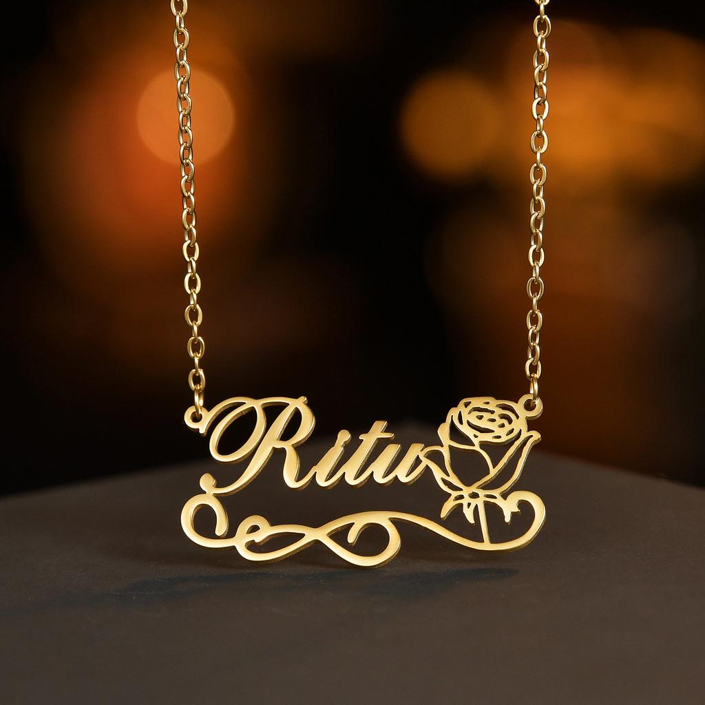 Atoztide Personalized Custom Name Necklaces Butterfly Crown Pendant for Women Stainless Steel Link Chain Birthday Jewelry Gift