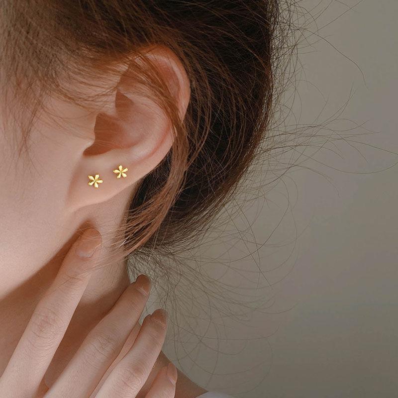 Gold Color Silver Plated Mini Butterfly Heart Stud Earrings For Women Cartilage Helix Tragus Piercing Jewelry Gift