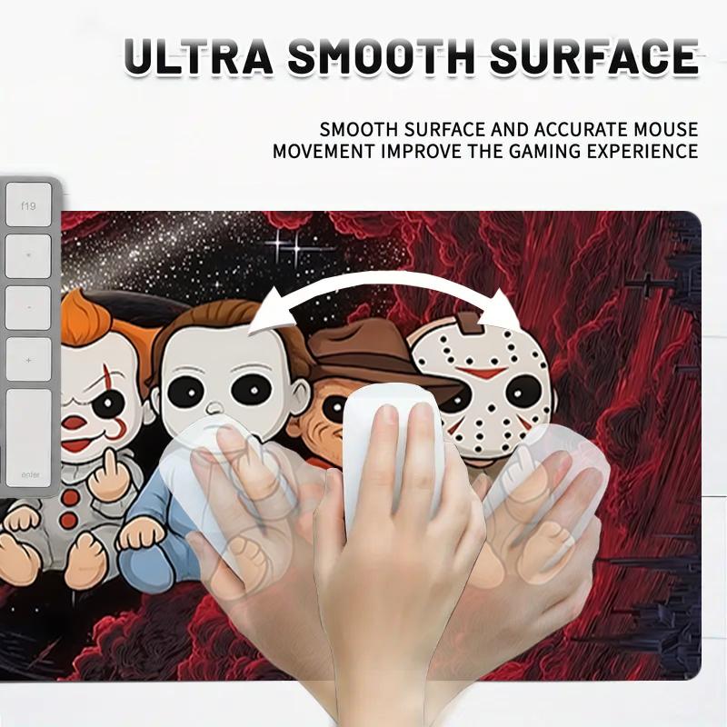 1Pc Horror Icons Space Gaming Mouse Pad Keyboard Desk Mat Non-slip Rubber Lock Edge Waterproof Computer Mousepad for Office Home Decor Y1336