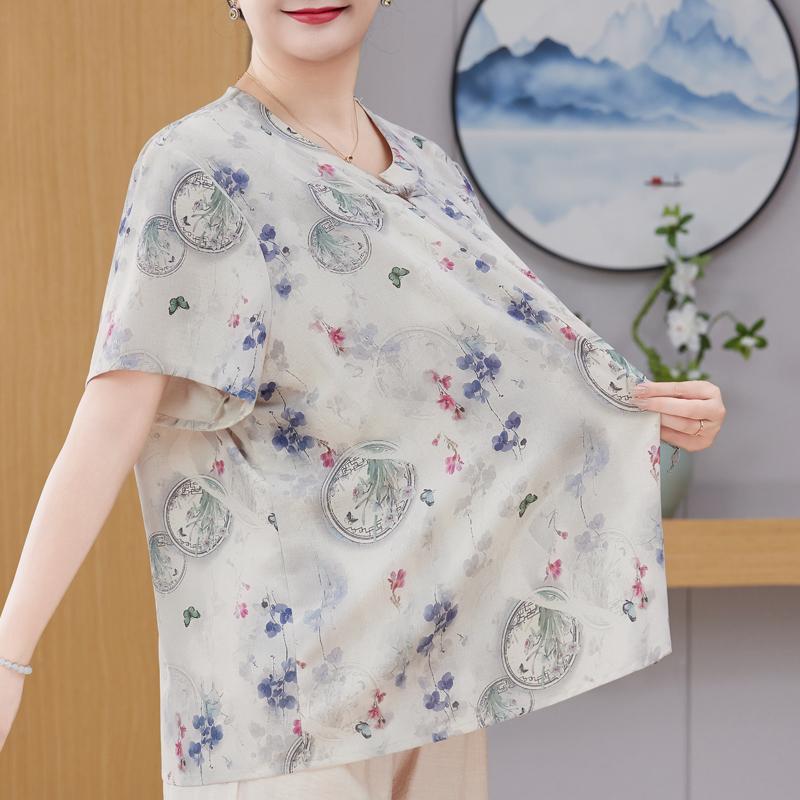 Plus Size 3XL-8XL Oversize Summer Casual Blouses for Women Tops Loose Short Sleeve Shirt Vintage Clothes