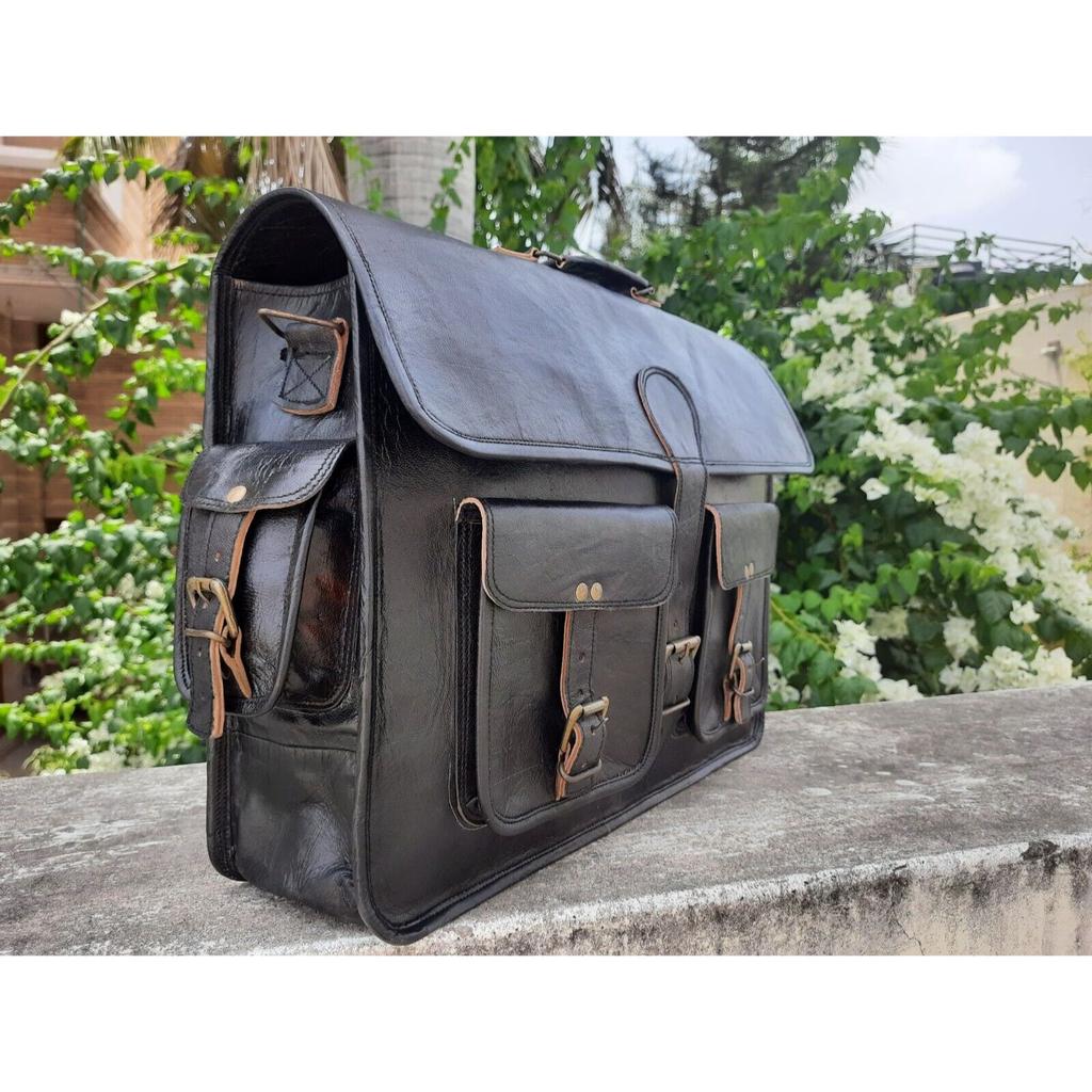Men's Briefcase Practical Bag Genuine Leather Vintage Laptop Messenger Satchel