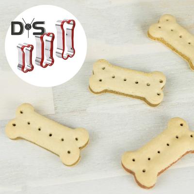 3Pcs Dog Bone Cookie Cutters Stainless Steel Biscuit Mold Dog Paw Shape Cake Cutting Mold Multi-Function Baking Tool for Home Kitchen Bakery