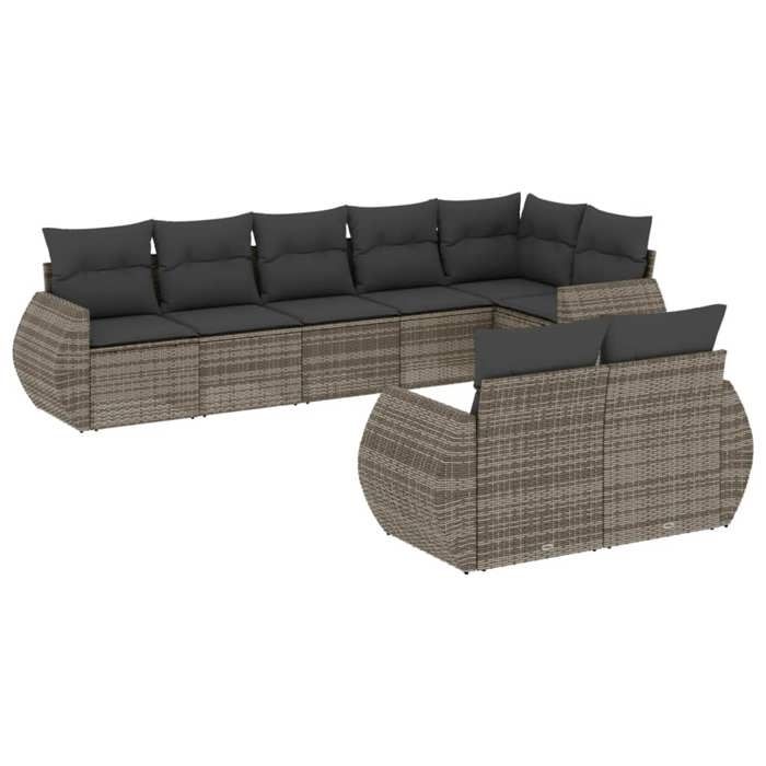 VidaXL Garden Lounge Set with Cushions 8 Pcs, Patio Sofas, Patio Furniture Set, Outdoor Furniture, Grey 3221619