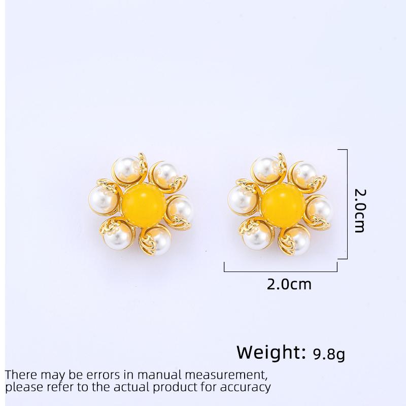 Damen Leichter Luxus Design Elegante Vintage Imitationsperlen Blumen Ohrringe Modische Und Vielseitige Nischendesign Ohrringe