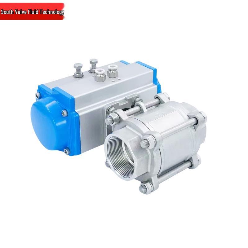 Pneumatic Stainless Steel 3-Piece Female Threaded Ball Valve Q611F-16P, High Platform
