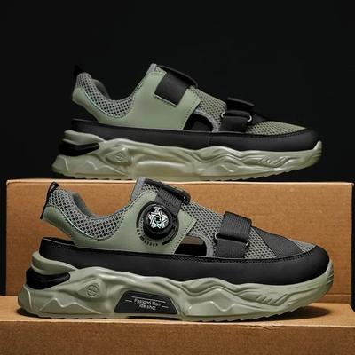 Summer Sandals Men Rotating Buckle Slippers Comfortable Beach Shoes Lightweight Anti-slip Mesh Hollow Sneakers Men Shoes