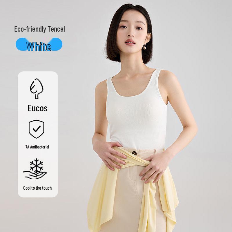 Ovieice Women's Plus Size Ice Silk Backless Tank Top with Built-in Bra Pads