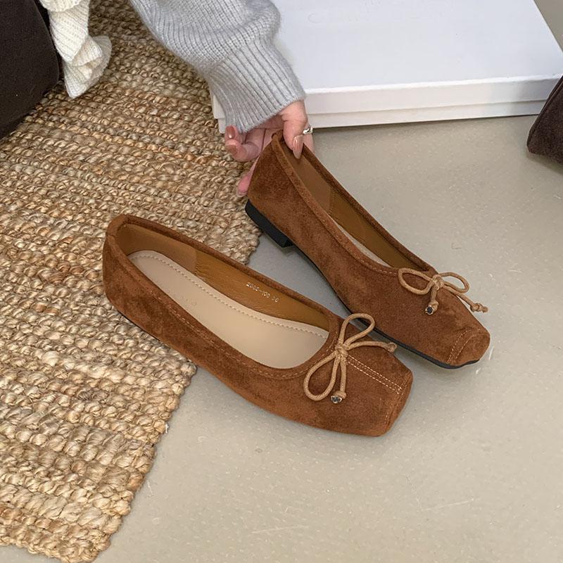 Fashion New Fashion Butterfly-Knot Women Flats Slip On Shoes Female Square Toe Footwear Shallow Ladies Flats With Shoes