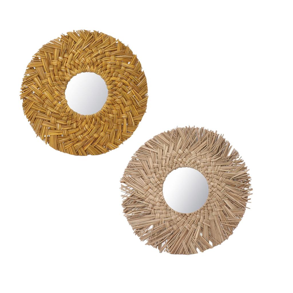 Nástěnné zrcadlo z proutí Retro Krásné proutěné závěsné zrcadlo pro dekoraci koleje