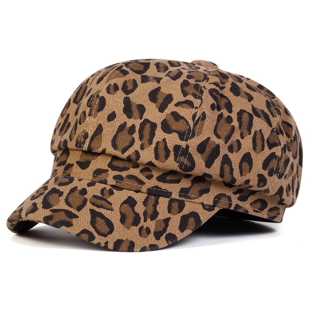 Unisex Leopard Print Personality Newsboy Hat Spring Autumn Retro Beret Hats Wild Casual Hats Unisex Wild Octagonal Cap