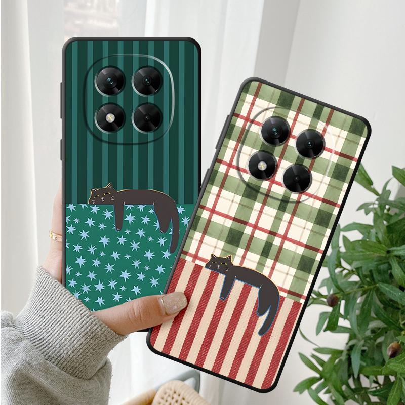 Cartoon Grid Cat Funda Phone Cover Case for Xiaomi Redmi Note 13 Pro Plus 14 7 8 12 Pro 9 10 11 11s 12s 10S 9S