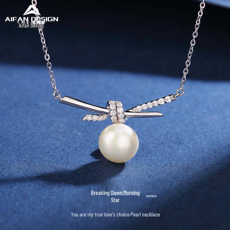 Elegant Freshwater Pearl & Zircon Necklace for Women - S925 Sterling Silver Clavicle Chain