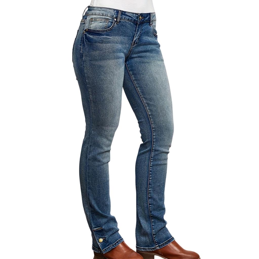 Damen Denim Klassisch Vielseitig Hohe Taille Modische Hose