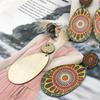 Earrings: African Retro Ethnic Style Sunflower Wooden Long Bohemian Travel Beach