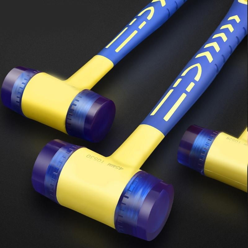 Rubber Hammer Double Face Glazing Window Nylon Hammer Integrated with Round Head Nonslip Handle Hand Tool Accessories