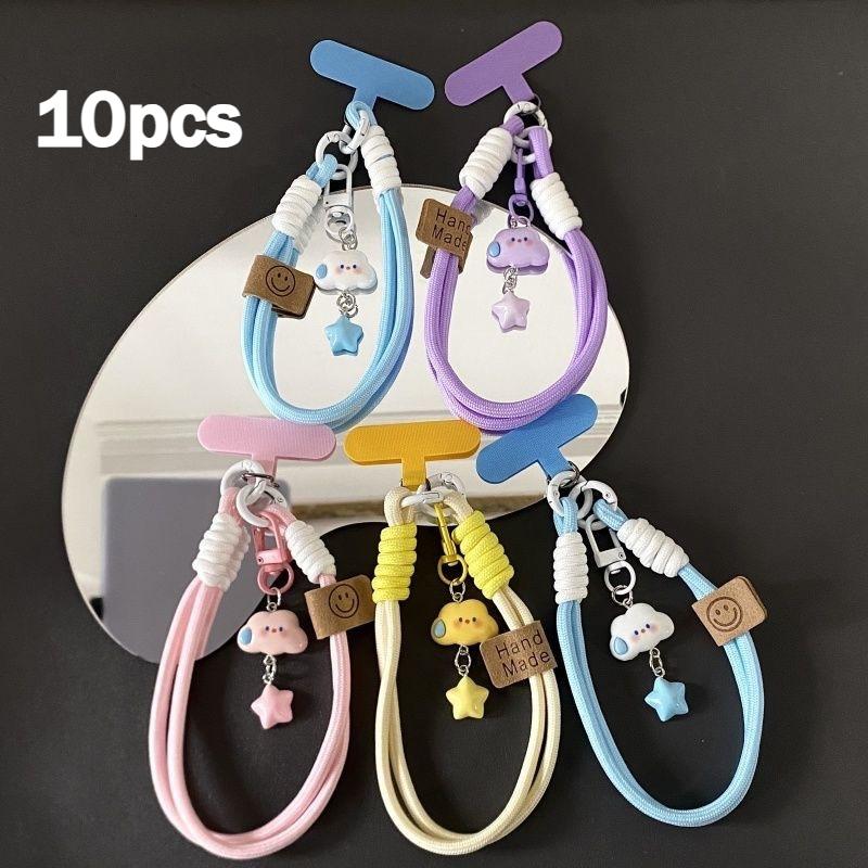 10/5pcs Phone Lanyard Features a Flower Keychain Charm with a Detachable Key Ring Universal Clip-on Phone Strap for Bags Cameras