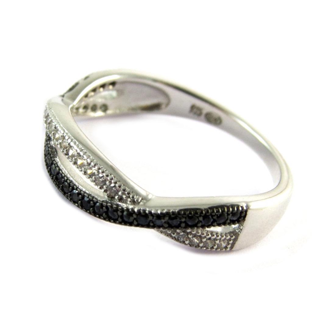 Silver Ring 'Sissi' Black White (rhodium) - 5 Mm