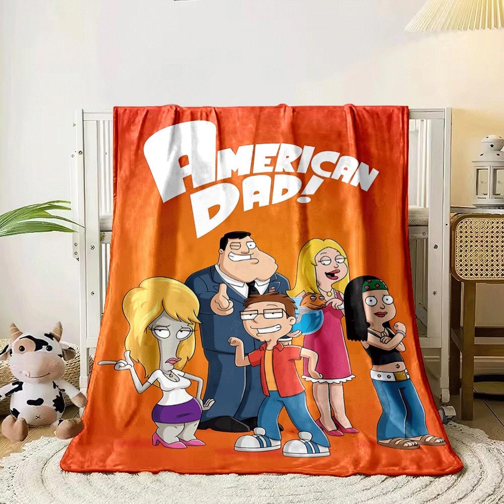 Animated Characters with Various Poses and Orange Background. for All Seasons Blanket Lunch Break Throw Gift