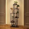 Walnut 4-Tier Bamboo Wood Plant Display Shelf
