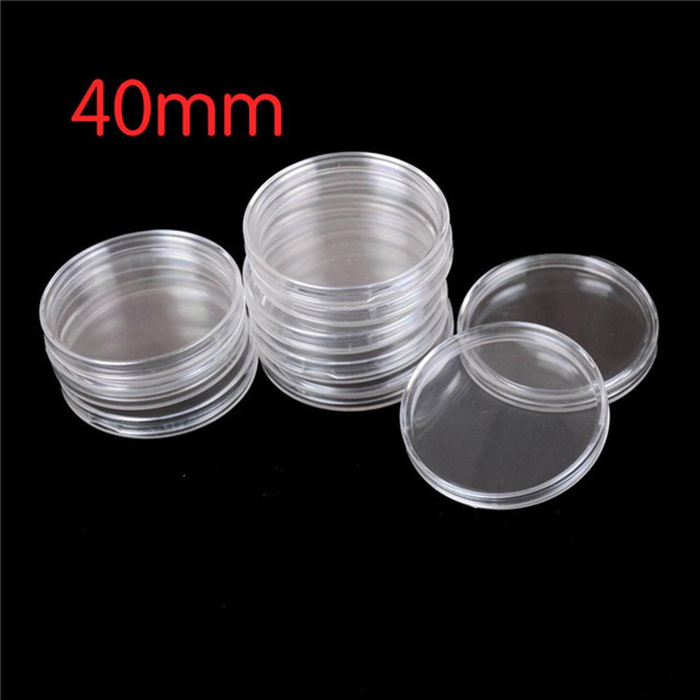 25pcs 40mm Clear Round Plastic Coin Container