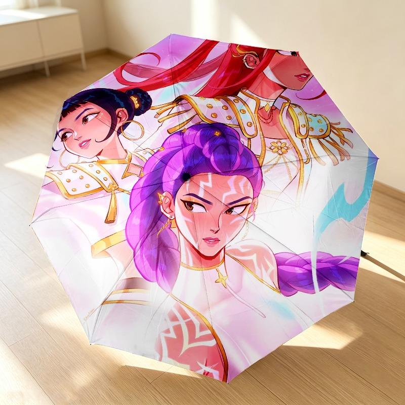 Celestial Elements Portable 3 Folds Umbrella Portable Windproof Folding Rain Umbrella For Travel Outdoor Sun Protection Travel Outdoor Gift