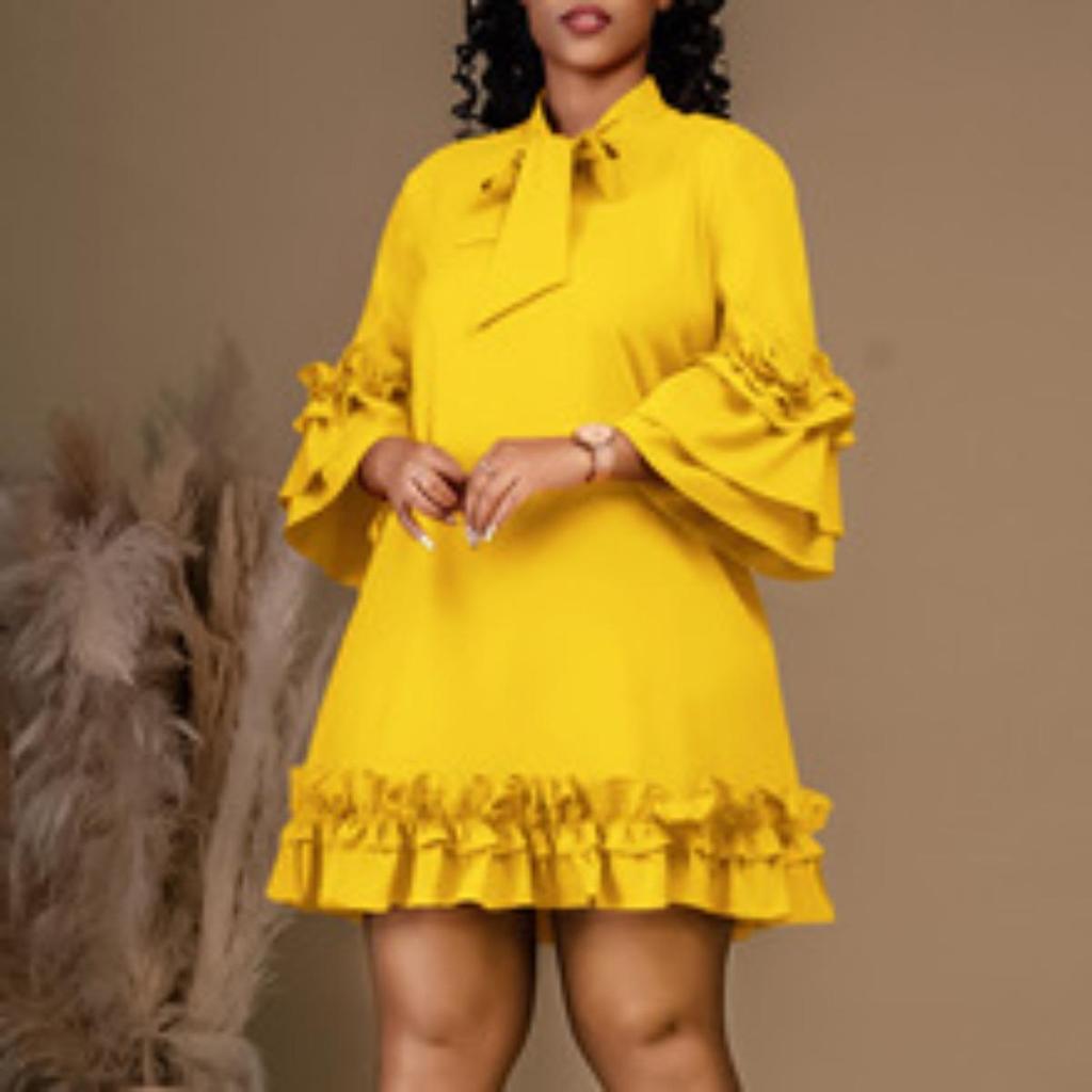 New Spring Fashion Solid Color A-Line Dress for Women Plus Size Elegant Casual Party Dress