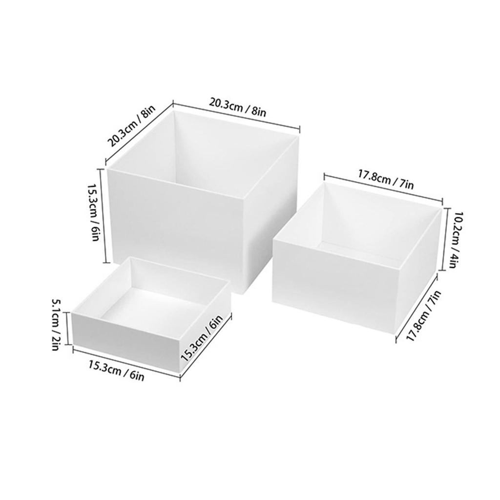 3x Buffet Risers Multipurpose with Hollow Bottom Acrylic Cube Display Nesting