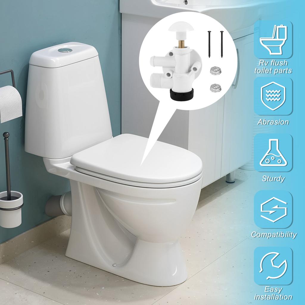 385314349 Zestaw zaworów wodnych do kampera Zespół zaworu spłuczki toaletowej do kampera Szczelny zamiennik zaworu spustowego toalety Plastikowy pedał spłuczki