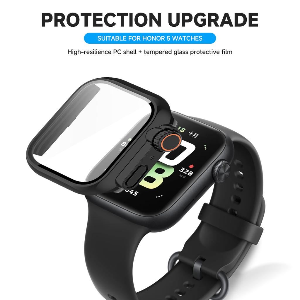 PC+Tempered Glass Case for Honor Watch 5 Smart Watch Strap Protective Cover Bumper Honor Watch5 Screen Protector Accessories