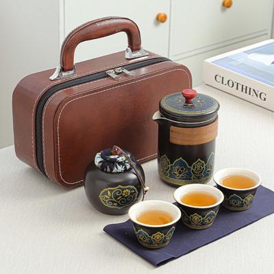 With Proctive Box Kungfu Tea Set with Canister Porcelain Teaware Travel Tea Set  Business Gifts