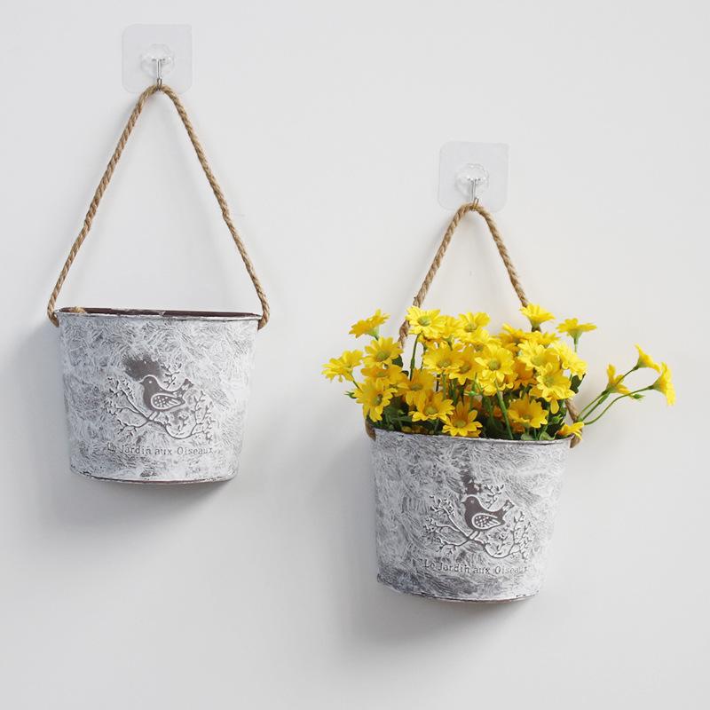 Semicircular Metal Wall Planter with Jute Rope for Green Plants and Flowers