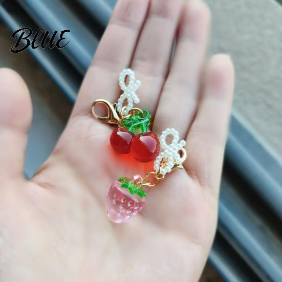 Universal Lobster Clasp Keychain Pendant Bowknot Decor Simulated Fruit Design