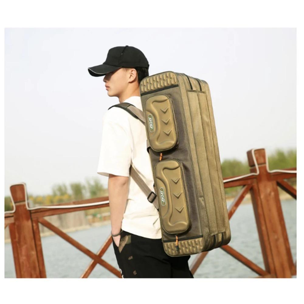 Multifunkční pevná taška na pruty s přívlačovým navijákem 2/3/4 vrstvy 80-130cm 1680D Oxford pouzdro pro venkovní lov a skladování