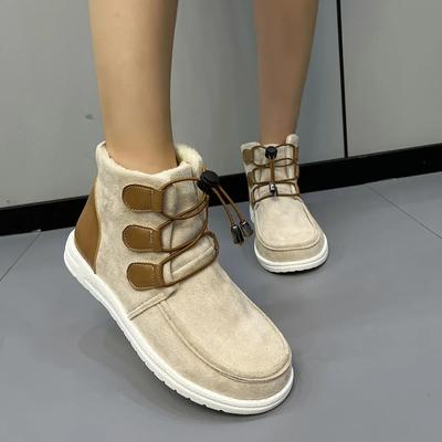Women Flats Shoes Fur Casual Chelsea Ankle Boots Winter Trend Warm Short Boots Plush Warm Snow Boots Size 43 Cotton Shoes