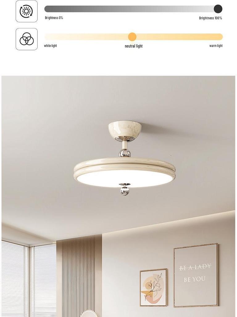 French Cream Medieval Wood Grain Wabi-Sabi Chandelier for Bedroom & Study