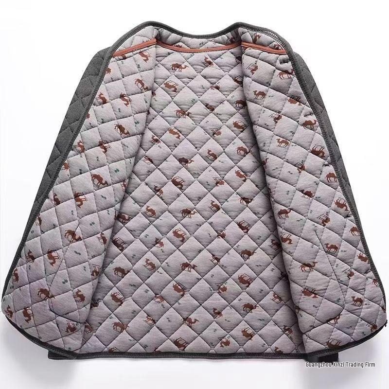 Men's Thickened Fleece-Lined Winter Jacket for Middle-Aged & Elderly: Warm Cotton Padded Coat