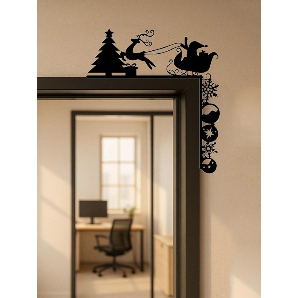 1 PC Metal Reindeer Sled, Xmas Door Frame Decor Standalone Shelf Decor, Home Living Room Mantelpiece Ornament, Holiday Party Gift