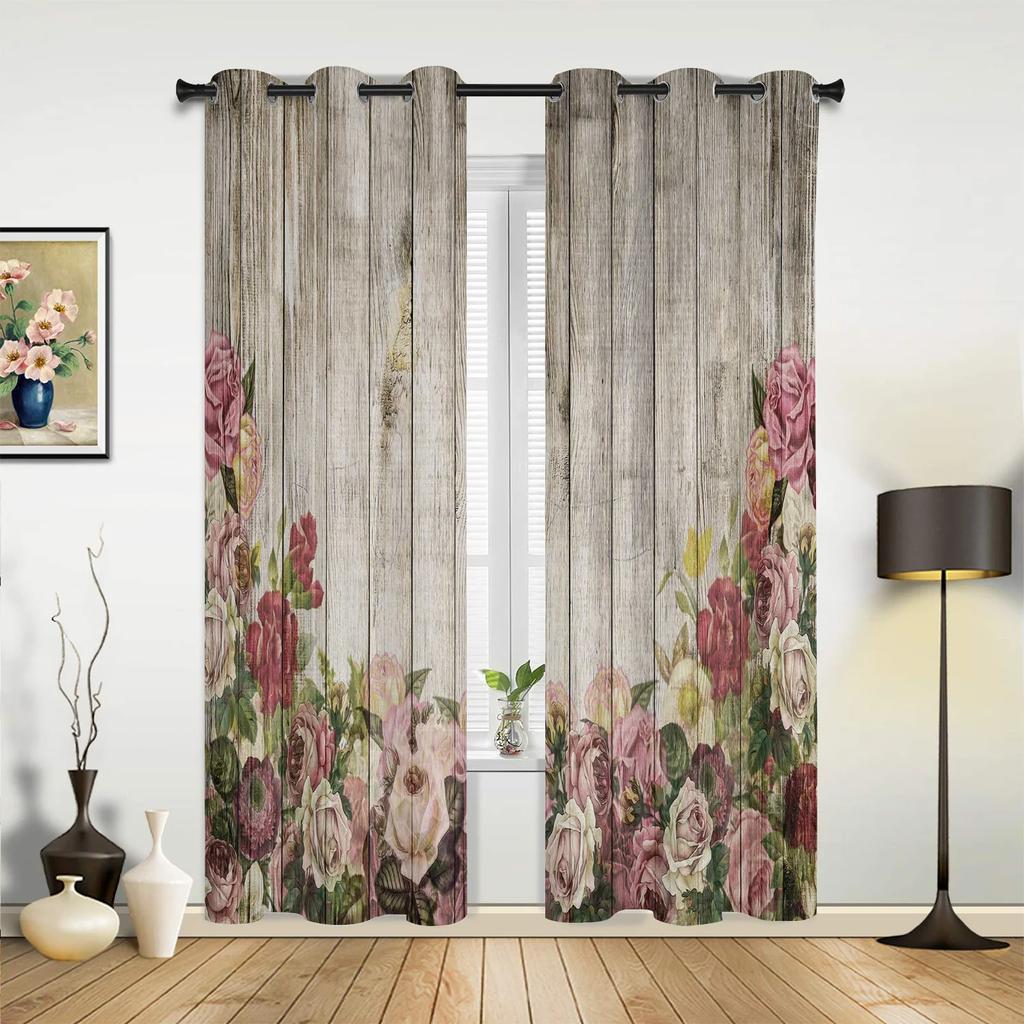 Peonies Roses Flower White Curtains for Bedroom Living Room Drapes Kitchen Children's Room Window Curtain Modern Home Decor