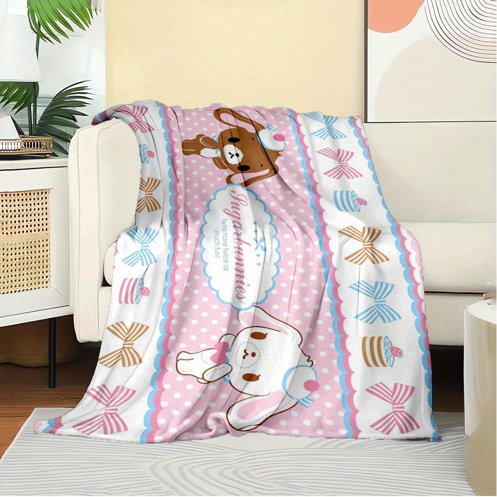 1pc Flannel Bunnies, Twins, FunThrow Blanket, Cartoon Truck Pattern Printed Blanket, Warm Cozy Soft Blanket For Couch Bed Sofa Car Office Ca