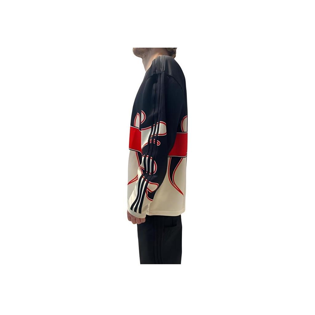 Adidas Originals 100 Thieves American Color Block Striped Letter Casual Crewneck Comfortable Pullover Sweatshirt Men sweatshirt Black JD8174